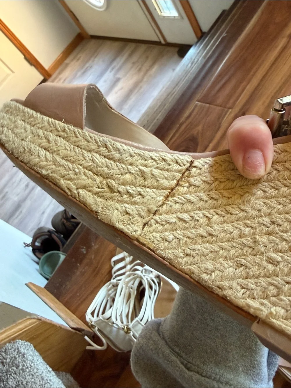 Vince Camuto Tan Leather Espadrille Wedge Sandals